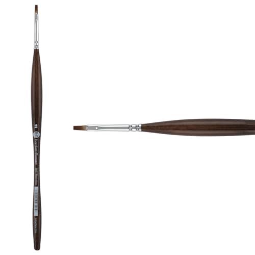 Borciani e Bonazzi Unico Synthetic Mongoose Artist Paint Brush - Series 801 Flat - Size #2 - Watercolors, Oil & Acrylic Paint - Handcrafted in Italy, Anti-Roll Design, Ergonomic Medium Handle - size: 2