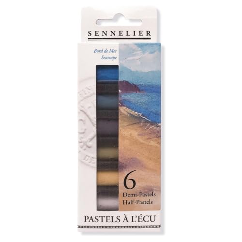 SENNELIER Extra-Soft French Pastel for Professional Artists, Half Pastel Seaside inspired Set of 6 - color: Seaside