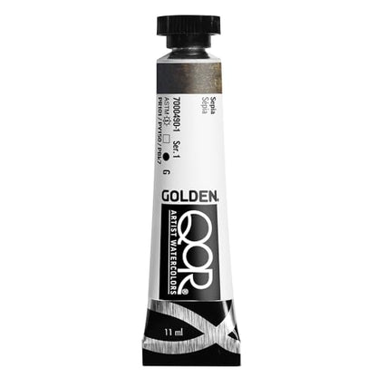 GOLDEN QoR Artist Watercolors, Sepia, 11 ml Tube, Professional Watercolor Paint, Transparent - color: Sepia
