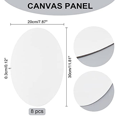 NBEADS 8 Pcs Oval Painting Canvas Panels, Blank Canvas Drawing Boards for Oil Painting Artist Hobby Painters and Beginners, 11.8x7.87inch - size: L.W: 8"×12"/Thi: 0.1"-Oval