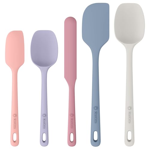ChefAide 5 Pieces Silicone Spatula Set, Food Grade Rubber Spatula, Upgrade Strong Handle with Ergonomic Grip, Heat Resistant Up to 600°F for Nonstick Cookware, Cooking - color: Pale Terracotta, size: 5 pieces