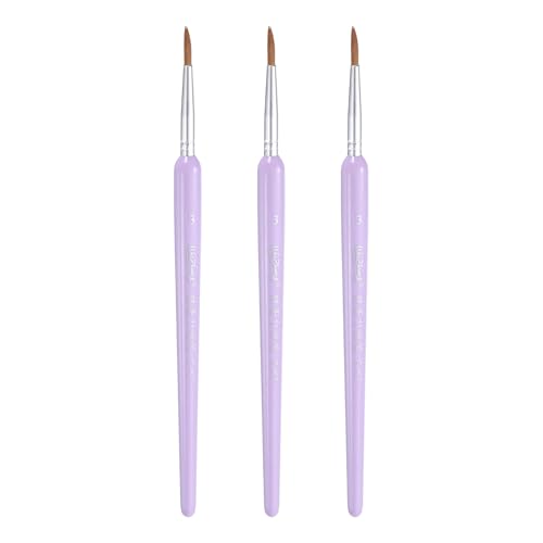 HARFINGTON 3pcs Detail Paint Brushes 14mm Pointed Tip Nylon Hair Miniature Painting Brush for Watercolor Oil Acrylic Painting(3#), Purple - color: Purple, size: 3# 14mm