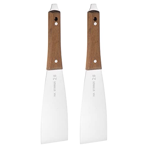HARFINGTON 2pcs Painting Knives 60mm Width Shovel Mixing Palette Scraper with Wood Handle for Oil Paint Craft Spreading(2#) - size: 60mm