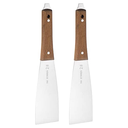 HARFINGTON 2pcs Painting Knives 60mm Width Shovel Mixing Palette Scraper with Wood Handle for Oil Paint Craft Spreading(2#) - size: 60mm