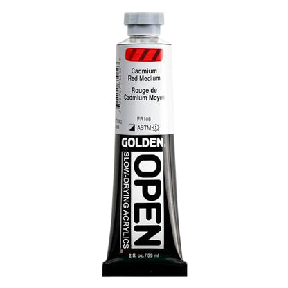 GOLDEN OPEN Slow-Drying Acrylics, Cadmium Red Medium, 2 fl. oz. Tube - color: Cadmium Red Medium, size: 2 Fl Oz (Pack of 1)