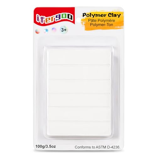 ifergoo 100g White Polymer Clay, 3.5oz Oven Bake DIY Modeling Clay for Kids | White Sculpting Clay for Adults, Easy to Shape, Non-Sticky, Ideal Art Supply for DIY Miniatures, School Projects, Home Decor - color: White