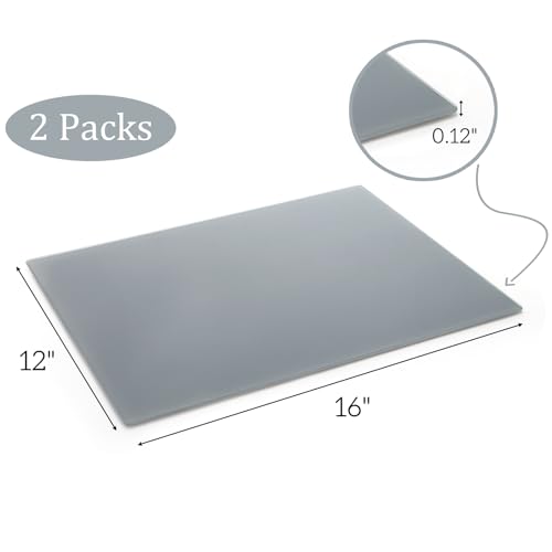 2 Pack Neutral Grey Tempered Glass Palettes, 12" x 16" Large Paint Palette, Scratch Resistant Paint Mixing Pallets, Easy to Clean Artist Palette for Oil Acrylic Watercolor Gouache DIY Craft