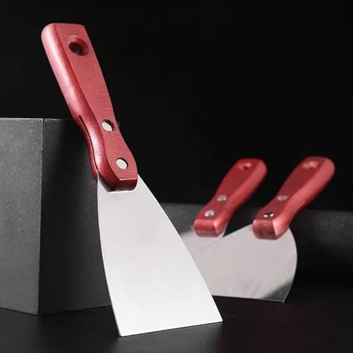 5Pcs 2" Putty Knife Scrapers Stainless steel spatula Tool set，with a comfortable wooden handle，for Scrapering,Drywall Repairs and Spreading，Taping Drywall Wall Painting (2" - 5Pcs) - color: 2" - 5pcs