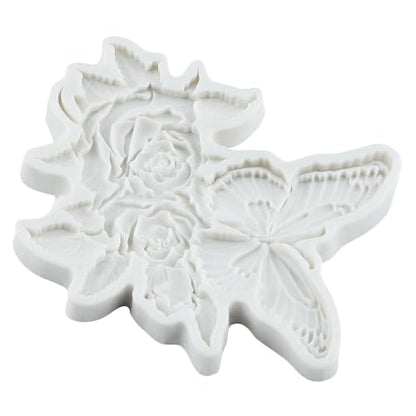 Butterfly Flower Polymer Clay Molds Butterfly Rose Silicone Mold - color: Style S