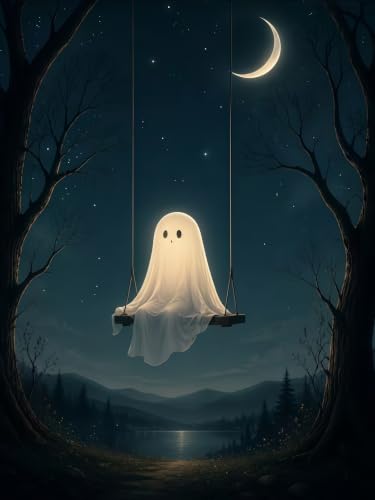 5D Halloween Diamond Painting Kit for Adults, Ghost Diamond Art Kits | DIY Full Round Drill Gem Painting Paint by Diamonds Relaxing Craft for Home Wall Decor 12x16inch - color: KM1288-1