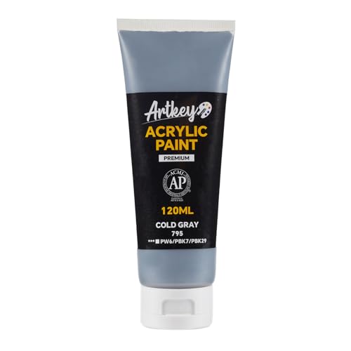 Artkey Acrylic Paint - Cold Gray (120 ml/4.06 oz) Tubes, Rich & Vibrant Pigments, Professional Artists Acrylic Paints - Art Supplies for Canvas Wood Rock Clay Fabric Ceramics Art Crafts Painting - color: Cold Gray, size: 4.06 Fl Oz (Pack of 1)
