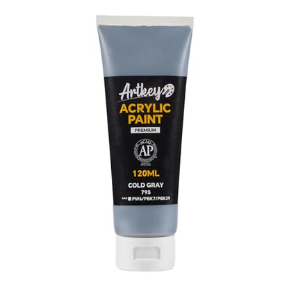 Artkey Acrylic Paint - Cold Gray (120 ml/4.06 oz) Tubes, Rich & Vibrant Pigments, Professional Artists Acrylic Paints - Art Supplies for Canvas Wood Rock Clay Fabric Ceramics Art Crafts Painting - color: Cold Gray, size: 4.06 Fl Oz (Pack of 1)