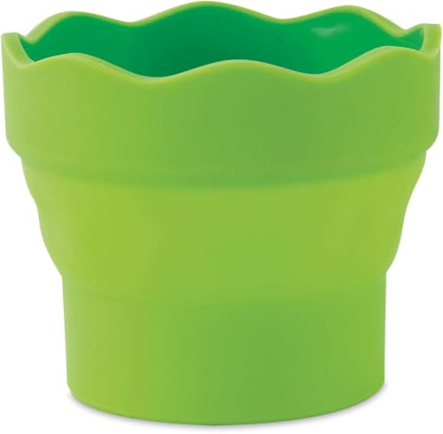 Faber-Castell Collapsible Water Cup Green | Scalloped Brush Holder | 12 Oz Capacity | For Painting | Pack of 6 - size: 1 Count (Pack of 6), style: French