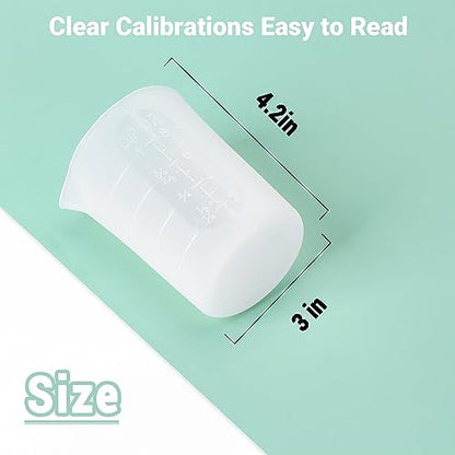 Gartful 250ml Silicone Measuring Cups, 4 PCS Large Nonstick Reusable Silicone Mixing Cups Durable Easy Clean for Epoxy Resin, Casting Molds, Stain Jewelry Making, Waxing, DIY, Art, Craft - size: Large-250ml*4