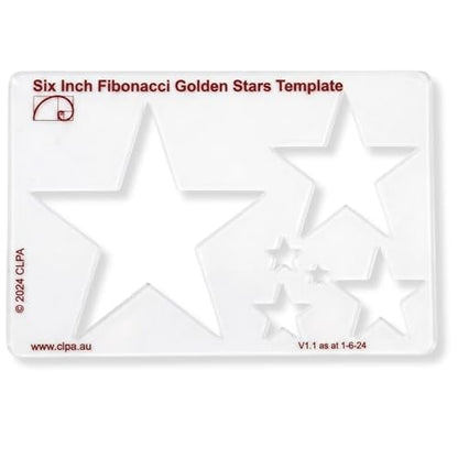 Fibonacci 6" Star Drawing Template, Golden Ratio Stencil | Australian Designed and Made; Geometric Stencil for Art; Drafting and Quilting; PETG - style: 6" Stars