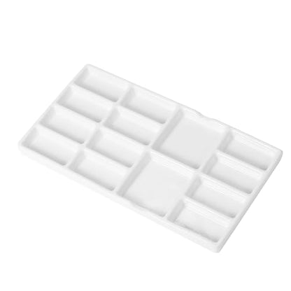14 Wells Ceramic Artist Paint Palette, Travel Watercolor Palette - Compact and Durable Wet Palette for Travel,On-site Sketching and Painting - color: White-14