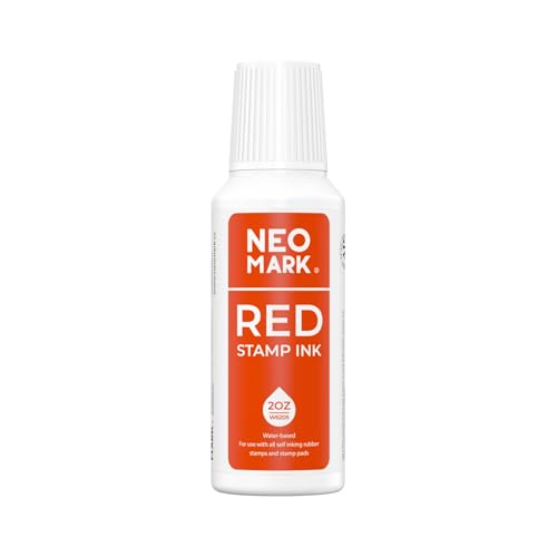 Stamp Ink, Quick-Drying Refill for Self-Inking Stamps, Red 2oz | AP-Certified, Water-Based Ink, Smudge-Resistant, Clear Impressions, Precision Refill Tip, for Date Stamps & Stamp Pads - color: Red, size: 2 fl oz
