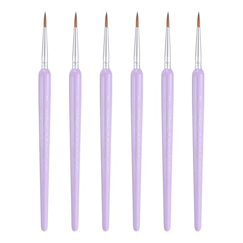 HARFINGTON 6pcs Detail Paint Brushes 12mm Pointed Tip Nylon Hair Miniature Painting Brush for Watercolor Oil Acrylic Painting(2#), Purple - color: Purple, size: 2# 12mm