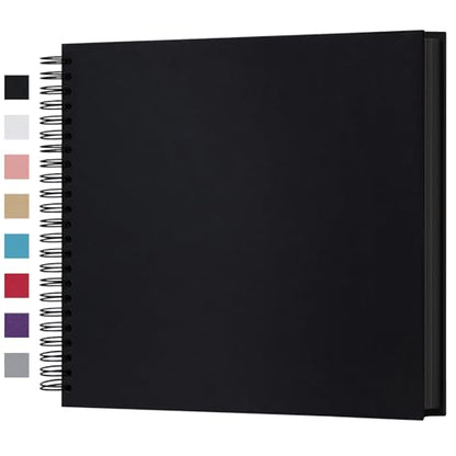 potricher 12 x 12 Inch Large DIY Scrapbook Photo Album 80 Pages, Black - color: Black, size: 12 Inch 80 Pages