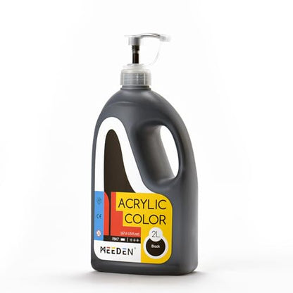 MEEDEN Black Acrylic Paint: Extra-Large 2L /67 oz Black Liquid Paint - Perfect for Acrylic Poured Paintings, Studio, Art Class, Wall Painting & Painting Party - color: Black