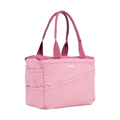 Soolla Studio Bag: Art Supply Storage Organizer & Pottery Tool Bag, Washable Tote, Yarn Bag, Crochet, 30 Pockets, 15+ Colors - color: Desert Rose