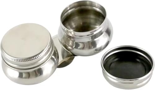 1PC Stainless Steel Oil Painting Palette Cup with Lid and Clip 2 Dipper Large Mouth Oil Paint Pot Container Leakproof Oil Paint Container Cup Turpentine Solvent Tins for Drawing Art Suppllies