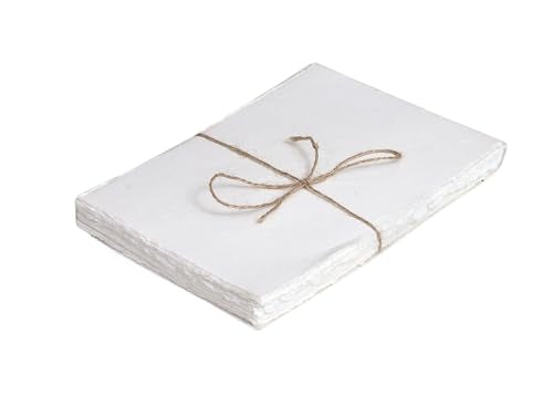 50 Pack Cotton Watercolor Paper with Deckle Edge 200 GSM Rough Textured Watercolor Paper for Writing - color: Off White, size: 7 X 5 Inches