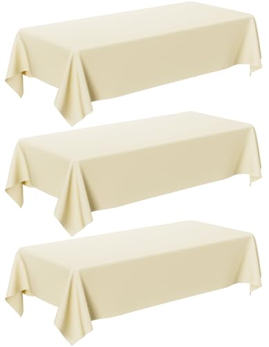 Oigco Ivory Tablecloth - 3 Pack 54" × 108" Rectangle Disposable Cream Tablecloth, Beige Waterproof Plastic Table Cover for Party, Holiday & Gathering Use - color: Ivory