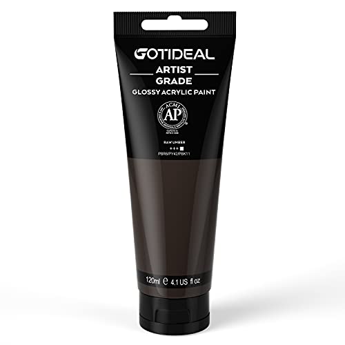 GOTIDEAL Acrylic Paint Raw Umber Tubes(120ml, 4.1 oz) - color: Raw Umber, style: Regular