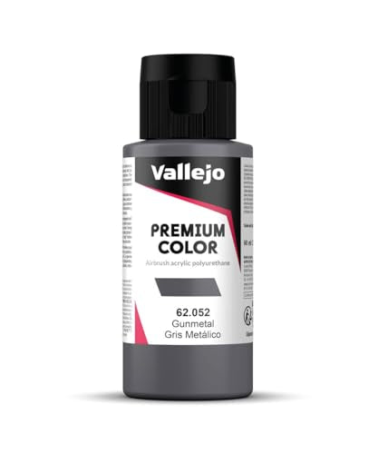 Vallejo - Premium Color RC Gunmetal 2.02 Fl.Oz. (60 ml) for Airbrushing, Acrylic-Polyurethane Hybrid Resin of Great Resistance Paint for Model and Hobby Use - style: Gunmetal