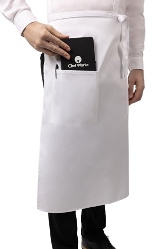 Chef Works Unisex Two Pocket Bistro Apron - color: White