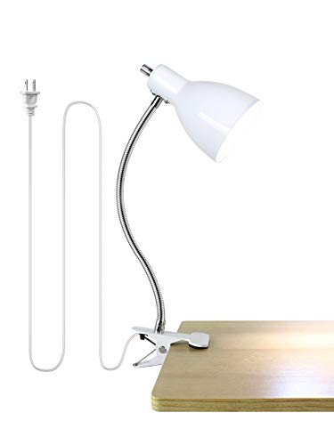 LALISU Desk lamp Eye-Caring Table Lamps, 360°Rotation Gooseneck Clip Lamp - color: White