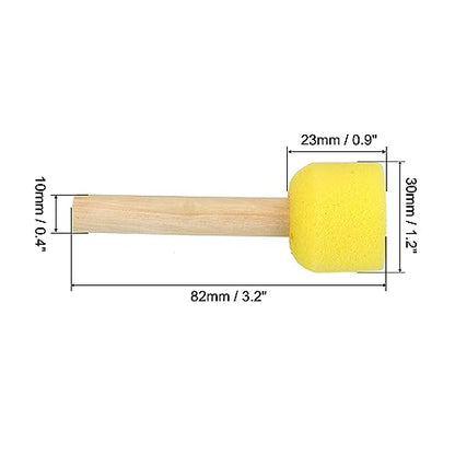 Patikil 1.2" Paint Sponges - 40 Pack Round Sponge Foam Brushes With Wooden Handle - Yellow - size: 1.2"