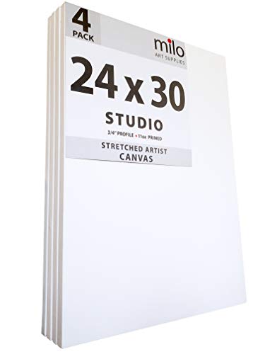 milo Stretched Artist Canvas, 24x30 inch, 4 Pack, 3/4” Inch Profile - size: 24" x 30" Pack of 4
