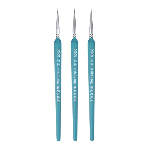 HARFINGTON 3pcs Detail Paint Brushes 3mm Pointed Tip 180mm Length Nylon Hair Miniature Painting Brush for Watercolor Oil Acrylic Painting(00000#), Blue - color: Blue, size: 00000# 3mm
