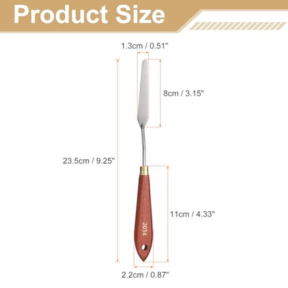 HARFINGTON Palette Knife Painting Tool 3.15" x 0.51" Stainless Steel Teardrop Blade 9.25" Length Spatula Painting Pallet Knives with Hole Beech Wood Handle for Oil Acrylic Canvas, Red/Silver - size: 9.25" x 0.51" x 3.15"