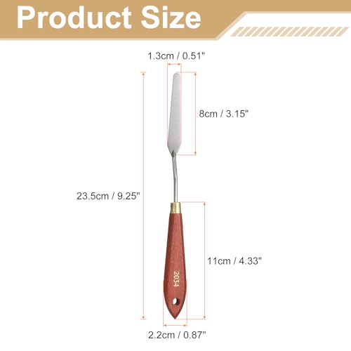 HARFINGTON Palette Knife Painting Tool 3.15" x 0.51" Stainless Steel Teardrop Blade 9.25" Length Spatula Painting Pallet Knives with Hole Beech Wood Handle for Oil Acrylic Canvas, Red/Silver - size: 9.25" x 0.51" x 3.15"