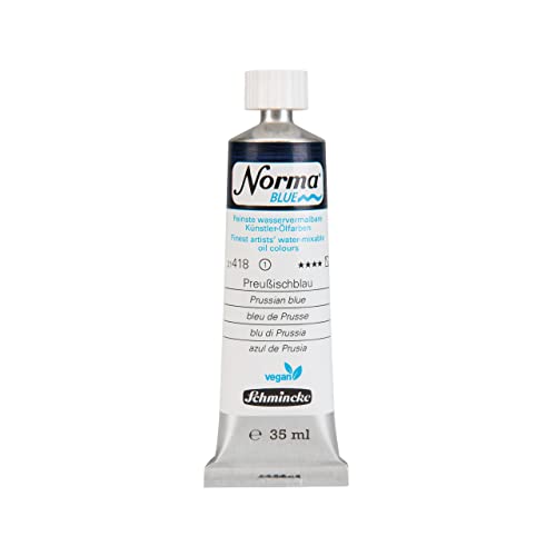 Schmincke - NORMA® Blue, 21418009, finest water-based artists' oil colors, highly pigmented, lightfast, vegan, Prussian blue, 35 ml - color: 418 Prussian blue