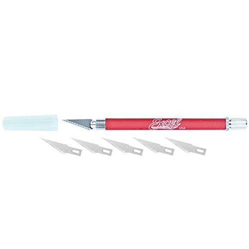 Soft Grip Hobby Knife, Excel Blades K18 with 5 #11 Blades, American Made Light Duty Craft Knife (One Assorted Color) - color: Assorted (1) + 5 Blades