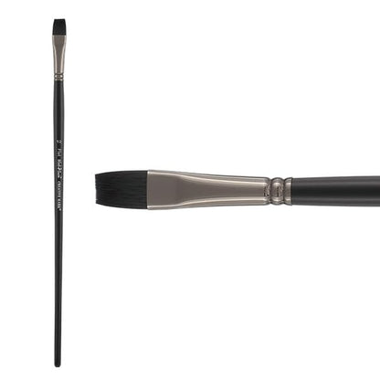 Black Swan Synthetic Red Sable Flat Paint Brushes - Flat Size # 12 - Professional Quality Long Handle Paint Brushes for Oil, Heavy Body Media and Acrylic - Artists of All Levels - size: Size 12