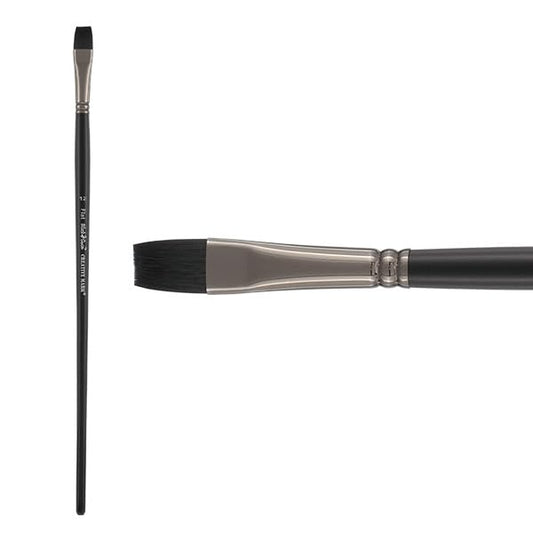 Black Swan Synthetic Red Sable Flat Paint Brushes - Flat Size # 12 - Professional Quality Long Handle Paint Brushes for Oil, Heavy Body Media and Acrylic - Artists of All Levels - size: Size 12