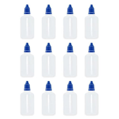 12 Pcs Dropper Bottles, 50ml/1.7 oz Empty Squeezable Small Mouth Dropper Bottle, Liquid Dropper Bottle with Blue Cap - color: Blue Cap