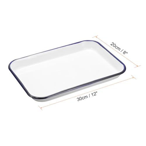 HARFINGTON Butcher Tray Palette 12" x 8" (30cm x 20cm) Metal Triple Enamel Coated Rectangular Tray Holder Artist Painter Painting Tool for Art Paint Acrylic Watercolor Mixing - size: 12" x 8"
