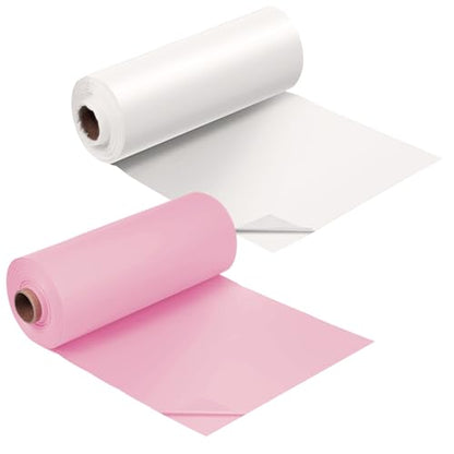 Moukeren 2 Roll Plastic Tablecloth Wedding Circus Party,White and Pink - color: White and Pink