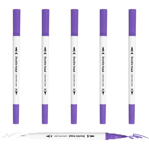 PATIKIL 6Pack Dual Brush Markers, Violet Watercolor Fine and Brush Tips Pens Colored Marker Calligraphy Coloring Art Supplies Set for Coloring Book Illustration Sketching Journaling - color: Violet