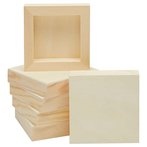 Bright Creations Wood Canvas Boards (6 Pack), 4x4 inches, 0.85 inches Thick, Pinewood Material, Smooth Surface, 6 Pieces - size: Square 4x4in