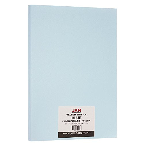 JAM PAPER Extra Heavy Weight 110lb Cardstock - 11 x 17 Tabloid Coverstock - Blue - 50 Sheets/Pack - color: Blue, size: 11" x 17"