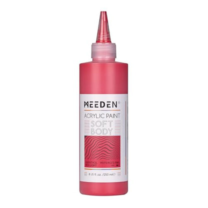 MEEDEN Soft Body Acrylic Paint: Naphthol Red Light Bulk Color 250ml/8.45oz | Matte Finish Acrylic in Ergonomic Bottle - Fluid Flow Art Paints for Artists Canvas Painting - color: Naphthol Red Light