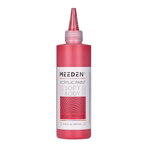 MEEDEN Soft Body Acrylic Paint: Naphthol Red Light Bulk Color 250ml/8.45oz | Matte Finish Acrylic in Ergonomic Bottle - Fluid Flow Art Paints for Artists Canvas Painting - color: Naphthol Red Light