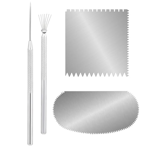 YTgilo 4PCS Pottery Modeling and Carving Tool Set with Steel Serrated Ribs Clay Detail Needles Wire Needle Tools Suitable for Ceramic Texture Creation Carving Modeling